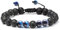 TINGN Natürliches Armband 8mm Edelstein Halbstein Runde Perlen Schwarzes Lavagestein und Blaues Tigerauge für Männer Damen Stressabbau Yoga