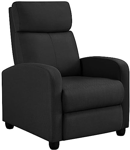Yaheetech Fauteuil de Relaxation Chaise de Détente Siège de Canapé Fauteuil Relax/Chambre à Coucher/Home Cinéma Noir/Tissu