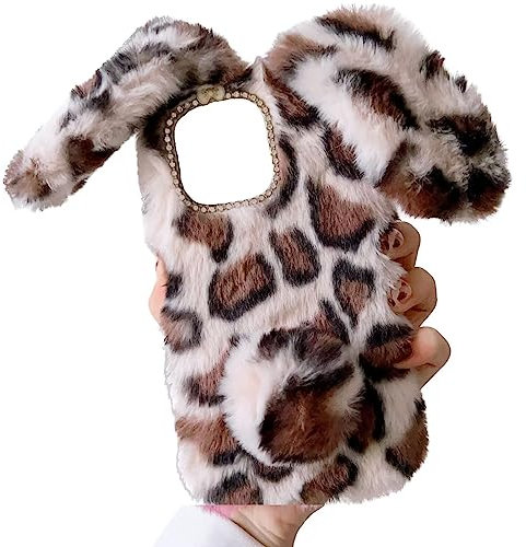 Tivenfezk Nadoli Hase Pelz Hülle für iPhone X/XS,3D Kaninchen Ohr Case Warme Flauschige Plüsch Schutzhülle Handy Schale Tasche Soft Bunny Cover
