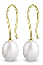 Amberta Allure Damen Ohrhänger mit Perle aus 9K Gold: 6 bin 7 Perle Ohrringe für Frauen