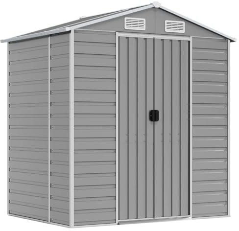 vidaXL Capanno da Giardino Grigio Chiaro 191x130x198cm Acciaio Zincato