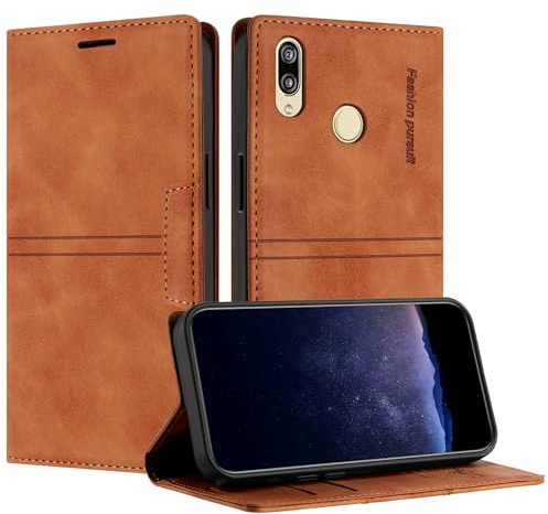 TOUCASA Handyhülle für Huawei Y7 2019 / Y7 Prime 2019, PU Leder Brieftasche Flip Stoßfest Hülle, mit [Kartenfächer] [Magnetverschluss] [Ständer] Kompatibel mit Huawei Y7 Prime 2019 (Braun)