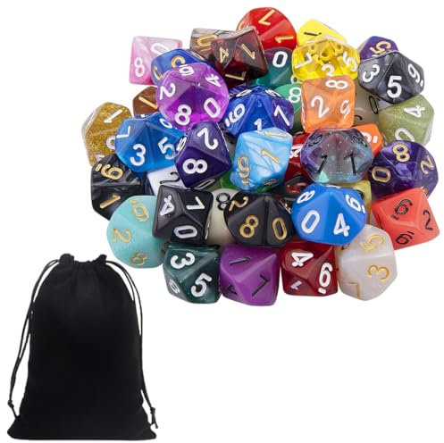 LEEQ 42pcs Polyedrisch Würfel Set - 10 Seitige Würfel Bunt Würfel Spiel D10 Würfel Polyedrisch Würfel Set für DND MPG MTG Dungeons und Dragons, mit Zufälligem Mehrfarbigem Sortiment