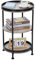YEAKOO Industrial Nordic End Table, 3-Tier Round Side Table with Storage Shelf Edge Protection Tray, Sturdy Metal Frame Coffee Table Bedside Table for Living Room Bedroom Small Spaces/Oak