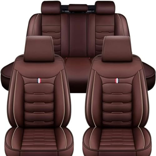 GuriDo Auto Sitzbezüge Set für Mini Cooper R56 for One Cooper S, Leder Autositzbezüge Verschleißfest SchonbezüGe Sitzschoner Vorne Hinten Innenraum Zubehör,D/Coffee