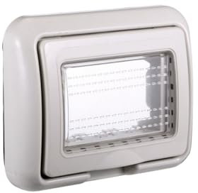 Placca con Coperchio, Supporto Stango Idrobox IP55, Compatibile con Bticino Living Light, Coperchio Modulo Cassetta (3 Posti/Moduli,Grigio)