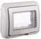 Placca con Coperchio, Supporto Stango Idrobox IP55, Compatibile con Bticino Living Light, Coperchio Modulo Cassetta (3 Posti/Moduli,Grigio)