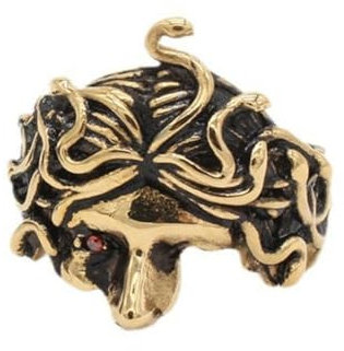 Gu Feng Persönlichkeit Vintage Antike griechische Mythologie Medusa Schlangenkopf Herren Titan Stahl Ring