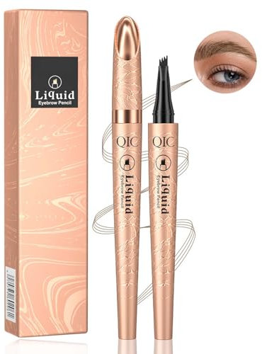 3D Augenbrauenstift, Wasserdichter Augenbrauenstift Härchenzeichnung, 2024 Neuest Microblading Augenbrauen Stift 4 Gabelspitzen, Langanhaltenden, Definieren Einen Hochnatürlichen Make-up(Hellbraun)