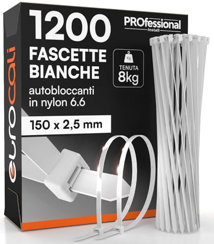 Lot de 1 200 colliers de serrage en nylon 6,6 150 x 2,5 mm d'étanchéité 8 kg pour câbles et câbles autobloquants pour électricien et bricolage serrage avec dents antidérapantes résistantes au feu et