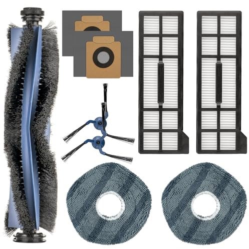 9 Pack Accessories Kit Replacement for Eufy X10 Pro Omni Vacuum, 1 Main Brush, 2 HEPA Filters, 2 Dust Bags, 2 Side Brushes, 2 Mop Cloth Pads