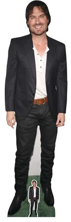 Star Cutouts CS1152 Ian Somerhalder schwarzer Anzug, Höhe 178 cm, lebensgroßer Pappaufsteller mit Mini
