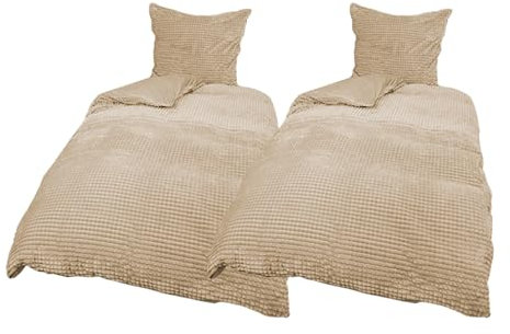 4tg Cashmere Touch Diamant Optik Wende Bettwäsche Bettbezug Mikrofaser 135x200/80x80cm Reißverschluss, Farben:Taupe