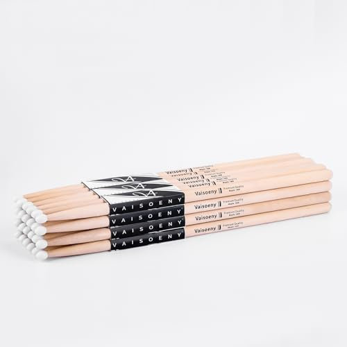 Vaisoeny Baguette batterie,Lot de 12 paires de baguettes de batterie 5A avec pointe en nylon pour batterie acoustique ou électronique - Baguettes ovales avec pointe en nylon
