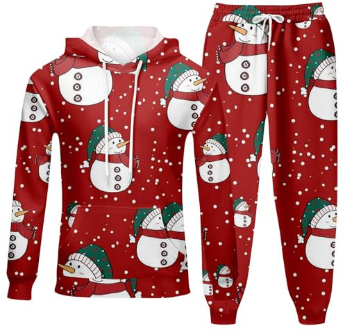 Weihnachtsanzug Herren Fleece - Thermo Anzug Herren baumwolle Hosenanzug Herren Casual 2 Teiler black friday angebote 2024 adventskalender trainingsanzug herren jogging herren