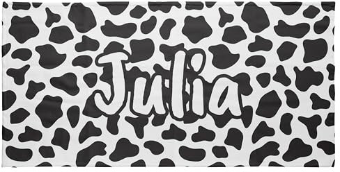 Handtuch mit Namen Kuh Print – Ein einzigartiges, bedrucktes Handtuch als persönliches Geschenk für Familie und Freunde. Cow Print, Geschenke für Freundinnen, Freunde und Partner! - 100 x 50 cm