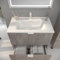 VARO BATH | Mueble de baño con Patas colección Luce - Color Hormigón (2 Cajones) (Lavabo Blanco, 70cm de Ancho)