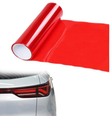 Tönungsfolie Auto,Scheinwerfer Folie,Auto Tönungsfolie Rote Folie Transparent,Scheibentönungsfolie auto,Selbstklebend Autofolie Glanz,Klebefolie für Rücklichter,Nebelscheinwerfer,Rückleuchten,120x30cm