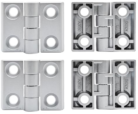 Aluminiumprofilscharnier, Lochabstand 30 x 24 mm, ohne Schrauben, geeignet für 3030 Serie 8 mm T-Nut, industrieller Aluminium-Extrusionsprofilrahmen, silberfarben, 4 Stück