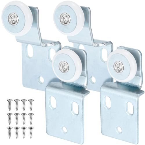 2 Set Bululu Closet Door Rollers, 1/2 3/8 Offset, Top Hung Bypass | Wardrobe Replacement Parts, Smooth Glide, Galvanized Steel, Nylon Wheels, Bedroom Closet, Bathroom Cabinet, Laundry Room