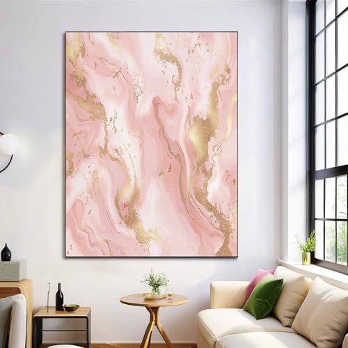 Oro Rosa Mármol En Espiral Mural Pintura De La Lona Posters And Prints Cuadros De Pared Textura De Moda Para Sala De Estar Dormitorio Cocina Decoración 70X100Cm (Sin Marco)