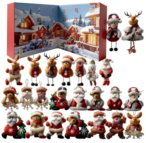 Adventskalender 2025 Für Kinder, 24 Tage Adventskalender Countdown Überraschungen,Plüschtiere Für Den Weihnachtsbaumschmuck, Weihnachten,Kreative Geschenke Für Jungens Und Mädchen,21x21cm