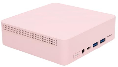 Vikye -PC mit N100, Dual-WLAN und Bluetooth, Gigabit-Ethernet, Kompakter Kleiner Desktop-Computer für den Einsatz Im Home-Office (16G und 1 TB Pink)