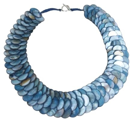 DEJIN Collier en nacre noir/blanc, collier de coquille d'ormeau, collier de perles de monnaie, accessoires de fête de mariage pour femme, 45,7 cm