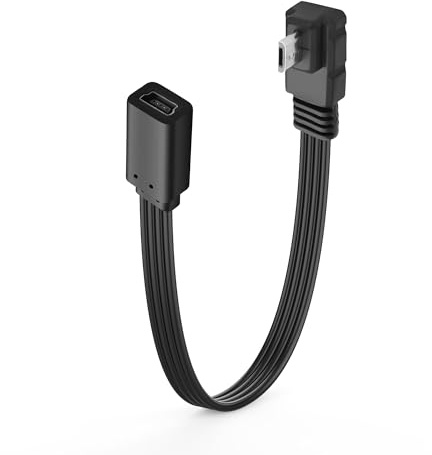 JSADZKJ Micro USB to Mini USB Flat Extension Cable,Micro 5P Male to Mini USB 5P Female Connector Adapter Support 5V/1.5ACharge & 480MbpsData Sync for MP3 Player,Digital Camera 7.87in (Right)