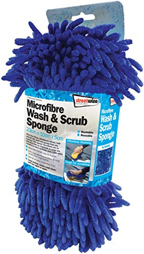 Streetwize - 6 Pack Dual Sided Car Sponges, Tough/Chenille Microfibre Layer | Machine Washable, Ultra Absorbent, Wet/Dry Use, Reusable, No Lint, Exterior Cleaning, Comfort Grip, Detailing, Polishing