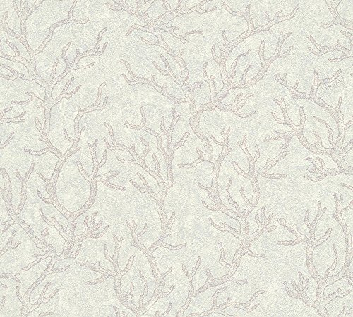 A.S. Création VERSACE WALLPAPER Vliestapete Les Etoiles de la Mer Luxustapete mit Korallen und Muscheln 10,05 m x 0,70 m grau metallic lila Made in Germany 344974 34497-4