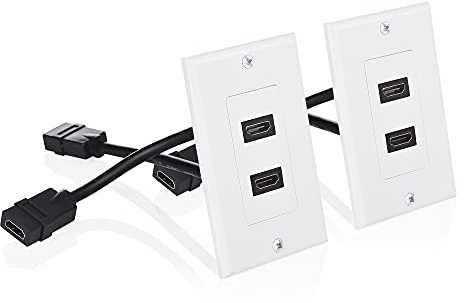 Cable Matters Lot de 2 plaques murales HDMI à 2 ports en blanc (prise en charge 4K UHD, ARC et Ethernet)