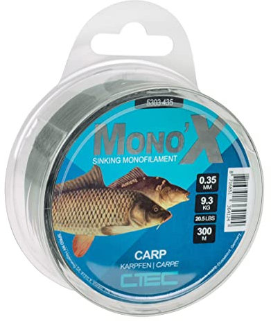 C-TEC Mono X - Filo per Pesca alla Carpa, Ø 0,35 mm/300 m, Nero