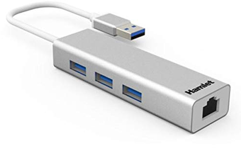 Hamlet XHUB330LAN perno e concentratore USB 3.0 (3.1 Gen 1) Type-A 5000 Mbit/s Argento