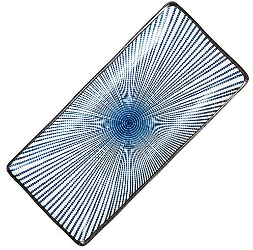 Happiness Tableware LIXUE Style Japonais et Assiette à Sushi Style Assiette en céramique Plaque Longue Assiette à dîner rectangulaire Vaisselle Home Creative (Color : Blue)
