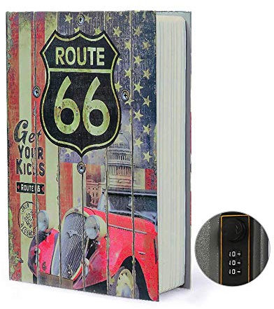 Ablagebuch Safe Aufbewahrungsbox Wörterbuch geheime Safe Dose mit Sicherheit Zahlenschloss/Schlüssel Umleitungsbuch versteckter Safe (Passwortsperre, Route 66)