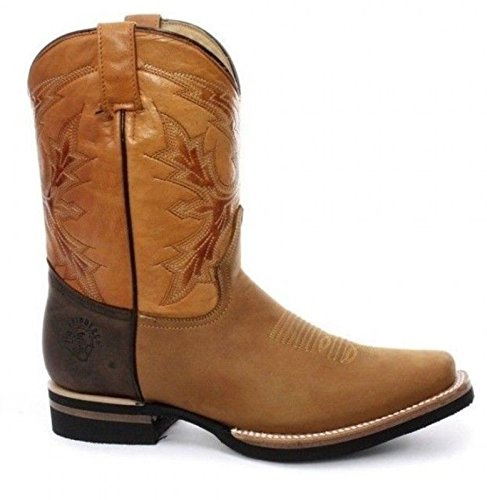 Grinders El Paso Stivali da Cowboy in Pelle Marrone con Cinturino in Pelle Marrone 39