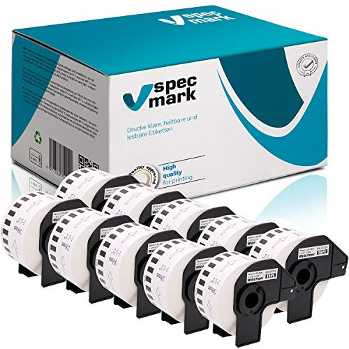 specmark 10 Rollen Endlosetiketten kompatibel mit Brother DK-22225 38mm x 30,48m Etiketten für allen QL-Etikettendruckern QL-570 QL-700 QL-800