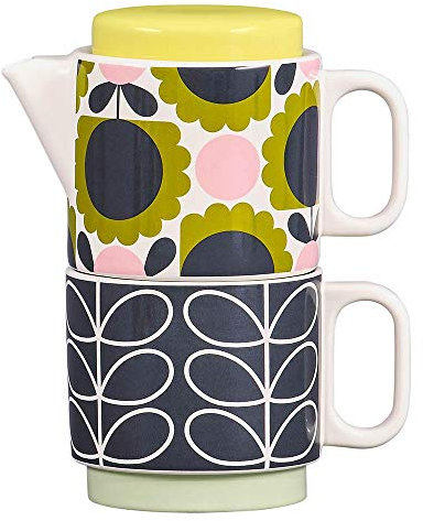 Orla Kiely Tee-Set aus Keramik (Teekanne und Tasse) – Jakobsmuschel-Blumenwald