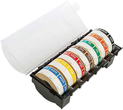 We Can Source It Ltd - Day Dot Food Label Dispenser with 7 Rolls of 1000 – 20mm Removable Safety Labels for Food Rotation – EHO Approved & Freezer Safe, Removable Adhesive
