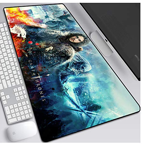 Game of Thrones Tapis de Souris XL 800x300mm Hydrorésistant Anime Mouse Pad Grand Tapis de Souris Gamer avec Base en Caoutchouc Anti-Glissant Surface Texturée pour Ordinateur et PC, C