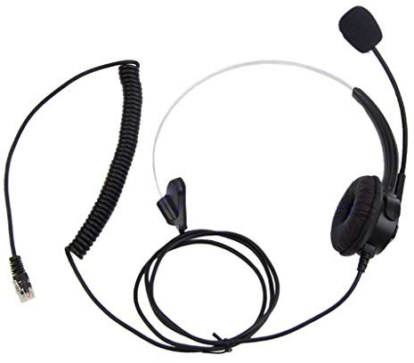 chenpaif Headphone,4-Pin RJ11 Monaural Corded Operator Call Center Telephone Headset Headphone BK
