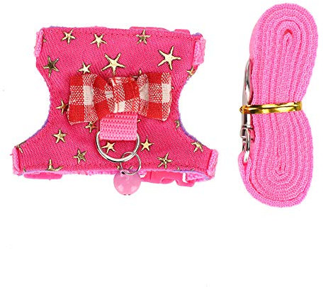 Atyhao Hamster Harness, Adjustable Walking Vest Leash Set for Syrian Hamster, Squirrels, Gerbils, Golden Bears, Ferret (S)