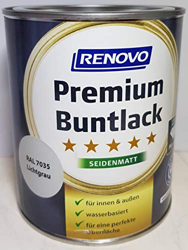 0.75 Liter RENOVO Premium Buntlack seidenmatt, RAL 7035 Lichtgrau