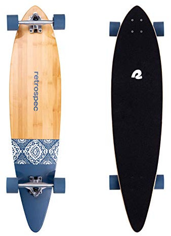 Retrospec Zed Pintail Longboard Skateboard Complete Cruiser | Bamboo & Canadian Maple Wood Cruiser w/Reverse Kingpin Trucks für Pendeln, Cruising, Carving & Downhill Riding