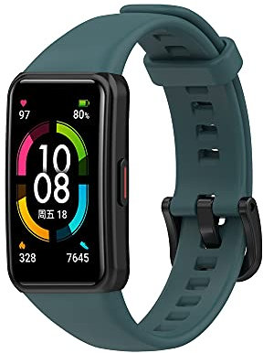 Compatibile con Honor Band 6 Bands, cinturino in TPU di ricambio per Huawei Band 6 e Acciaio inossidabile, colore: Verde scuro