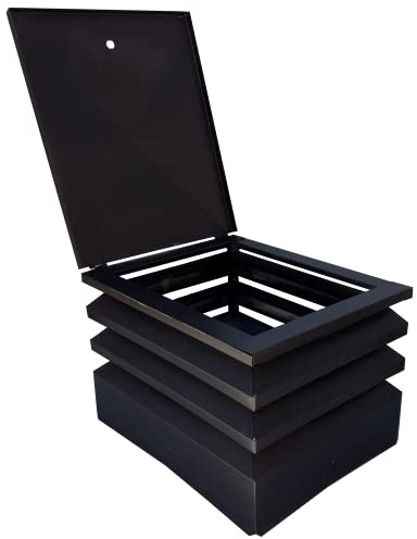 Comignolo grigio antivento antipioggia base quadrata 6/10 fumaiolo x camino e canna fumaria (52 x 52 cm)