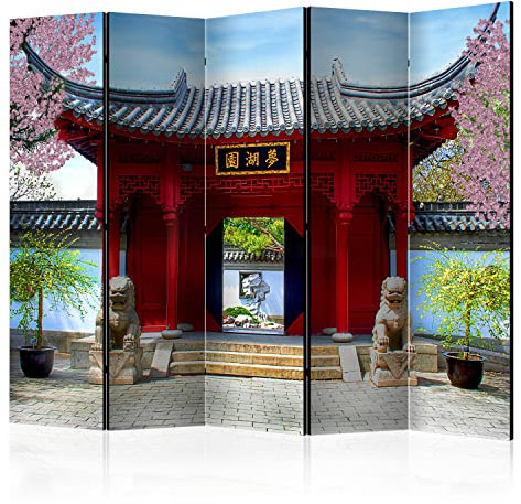 murando Raumteiler Foto Paravent Abstrakt 225x172 cm beidseitig auf Vlies-Leinwand Bedruckt Trennwand Spanische Wand Sichtschutz Raumtrenner Design Chinesischer botanischer Garten d-C-0204-z-c