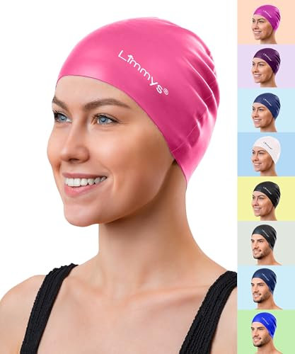 Limmys Gorro de Natación de Mujer – Gorro de Piscina 100% Silicona – Gorro de Piscina de Mujer Cómodo, Elástico Gorros de Natación (Rosa)
