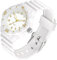 findtime Uhr Damen Analog Quarz Armbanduhr 5ATM wasserdichte Damenuhr Plastik Lichtschluckend Beleuchtend Sportuhr für Frauen Uhren Mädchen Jungen Weiß Gold Kids Watch